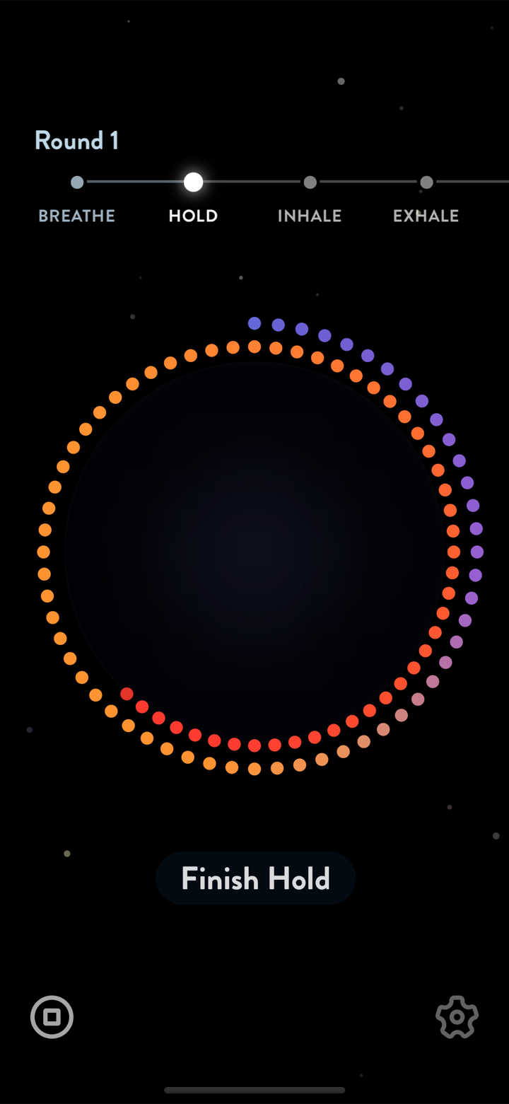 A Wim-style breathing session in the Hüff app